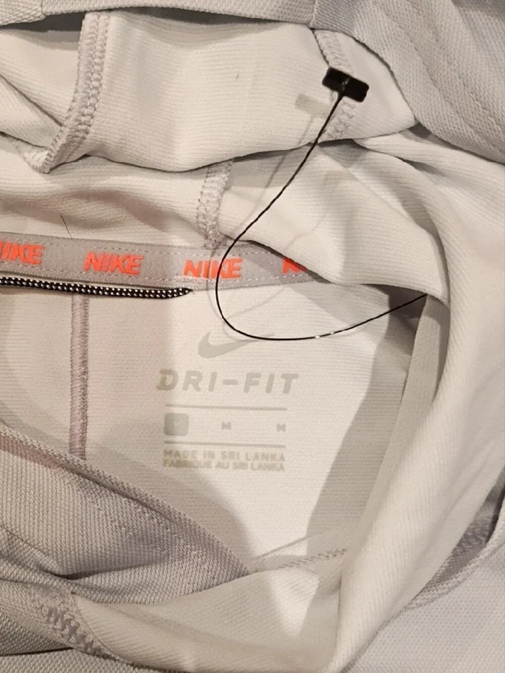Nike Light Gray Dri-FIT Hoodie with Coral Logo Accents